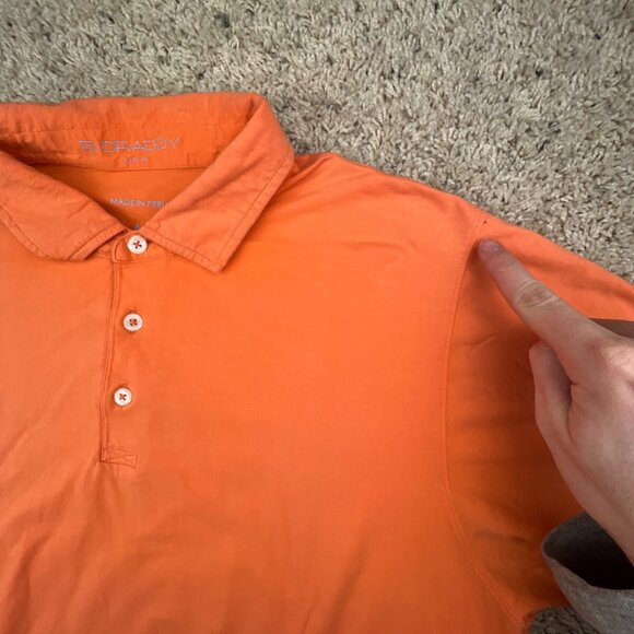 B Draddy Polo Shirt Mens Medium Short Sleeve Golf Casual Orange Stretch Peru - Picture 11 of 11